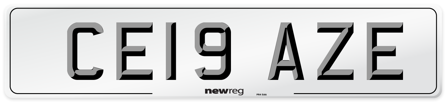 CE19 AZE Number Plate from New Reg